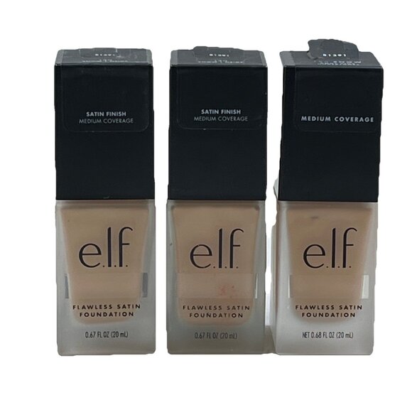 ELF Flawless Satin Foundation 130 Snow Cool Pink Undertones .68 oz. New Lot Of 3 - Picture 1 of 5